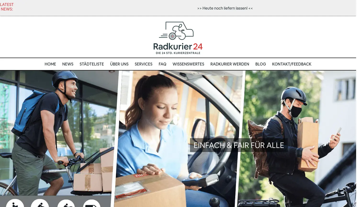 Website der Firma Radkurier24 Martin Hawel