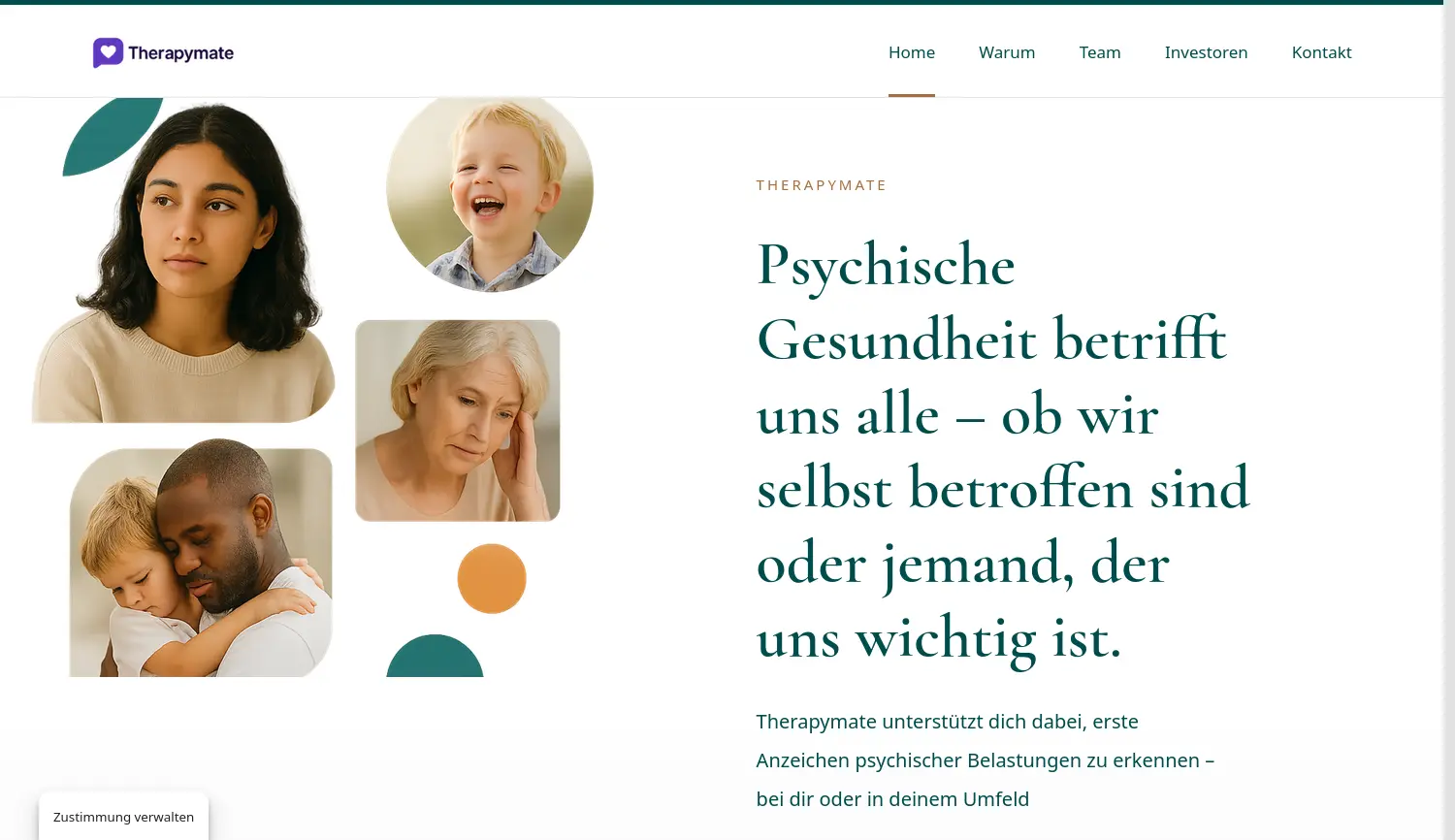 Website der Firma Therapymate UG (haftungsbeschränkt) in Gründung