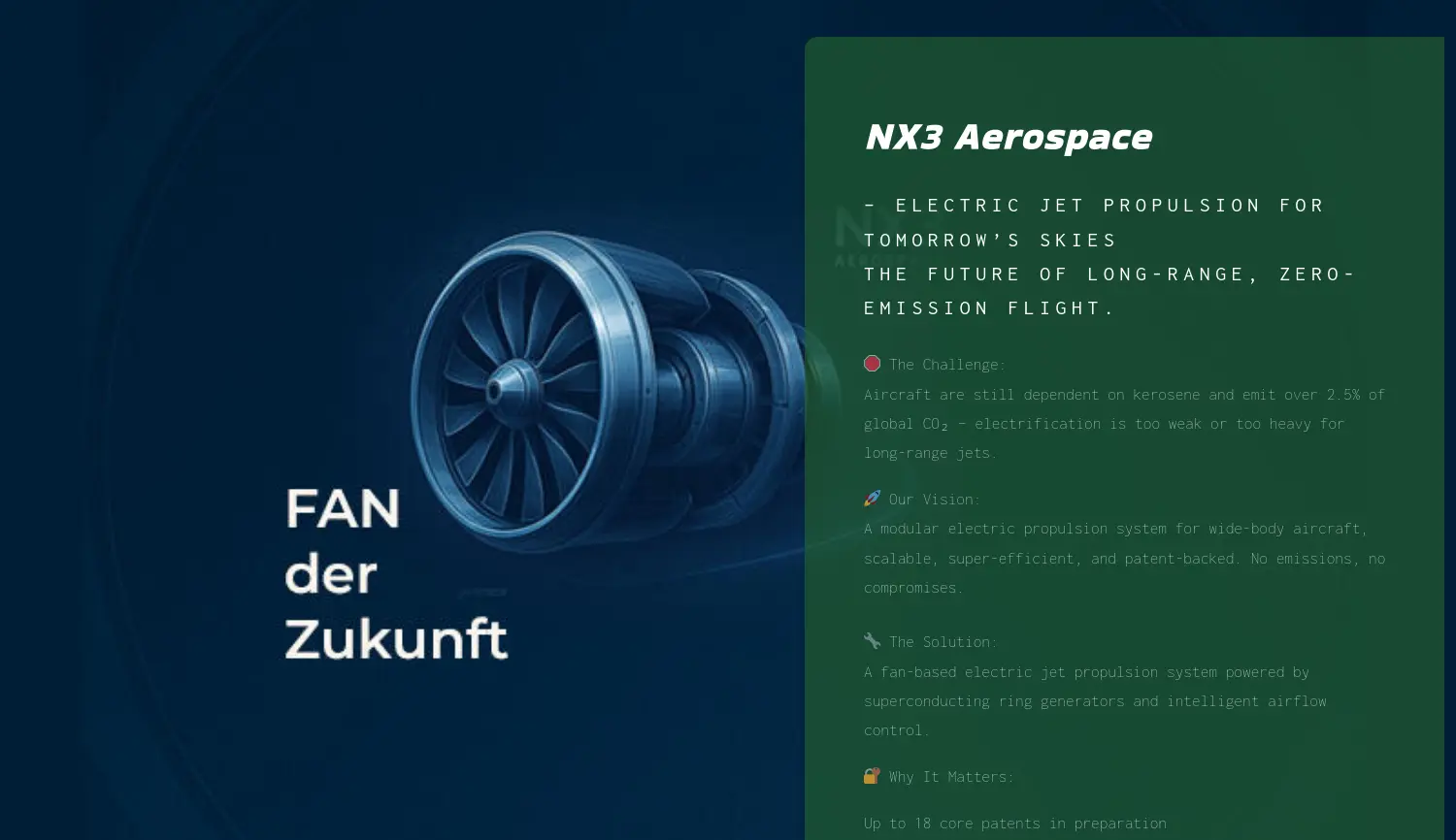 Website der Firma NX3 Aerospace