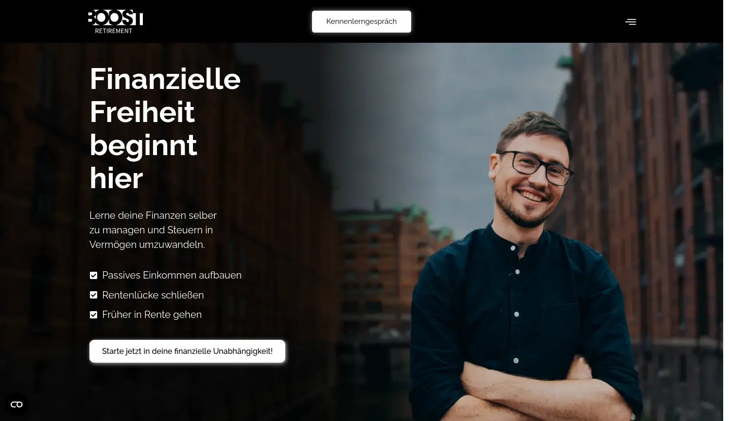 Website der Firma BOOST Retirement