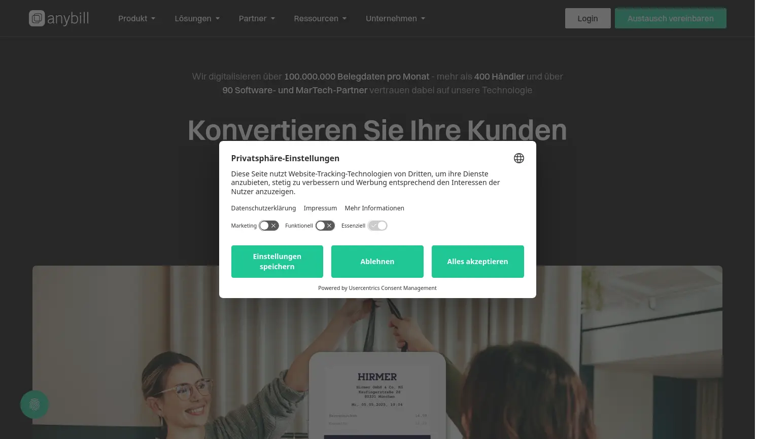 Website der Firma anybill GmbH