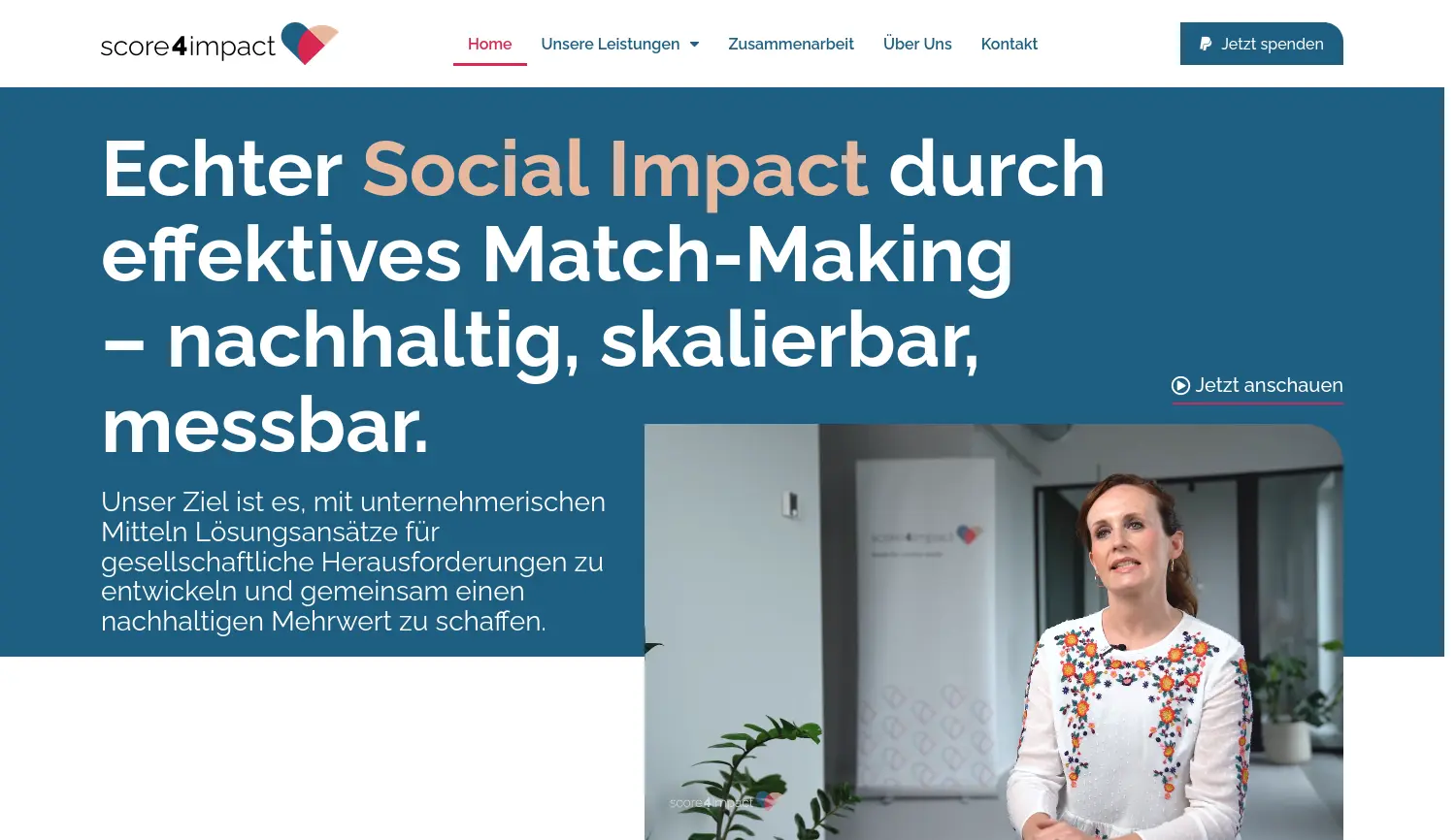 Website der Firma Score 4 Impact gGmbH