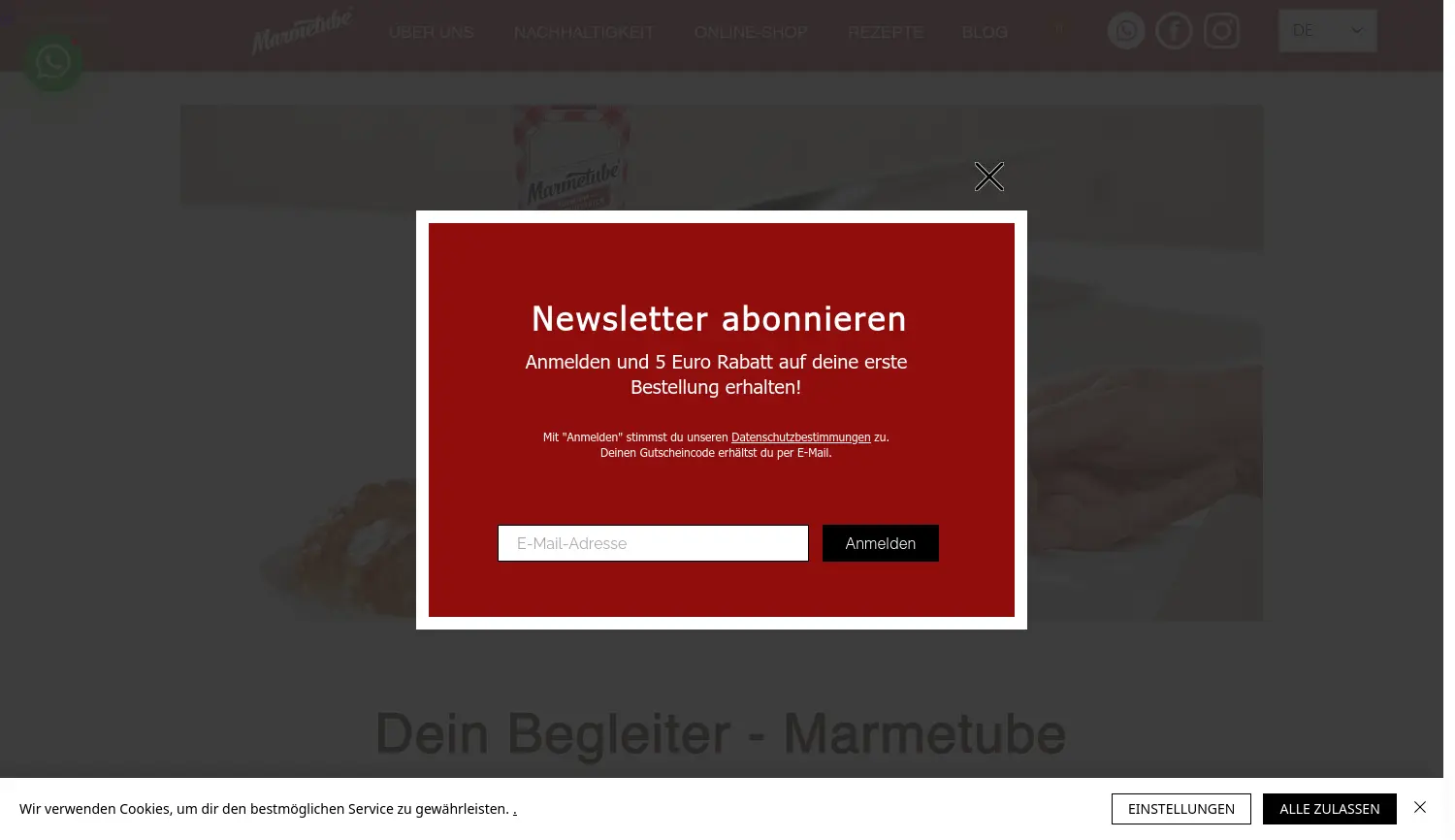 Website der Firma Marmetube GmbH