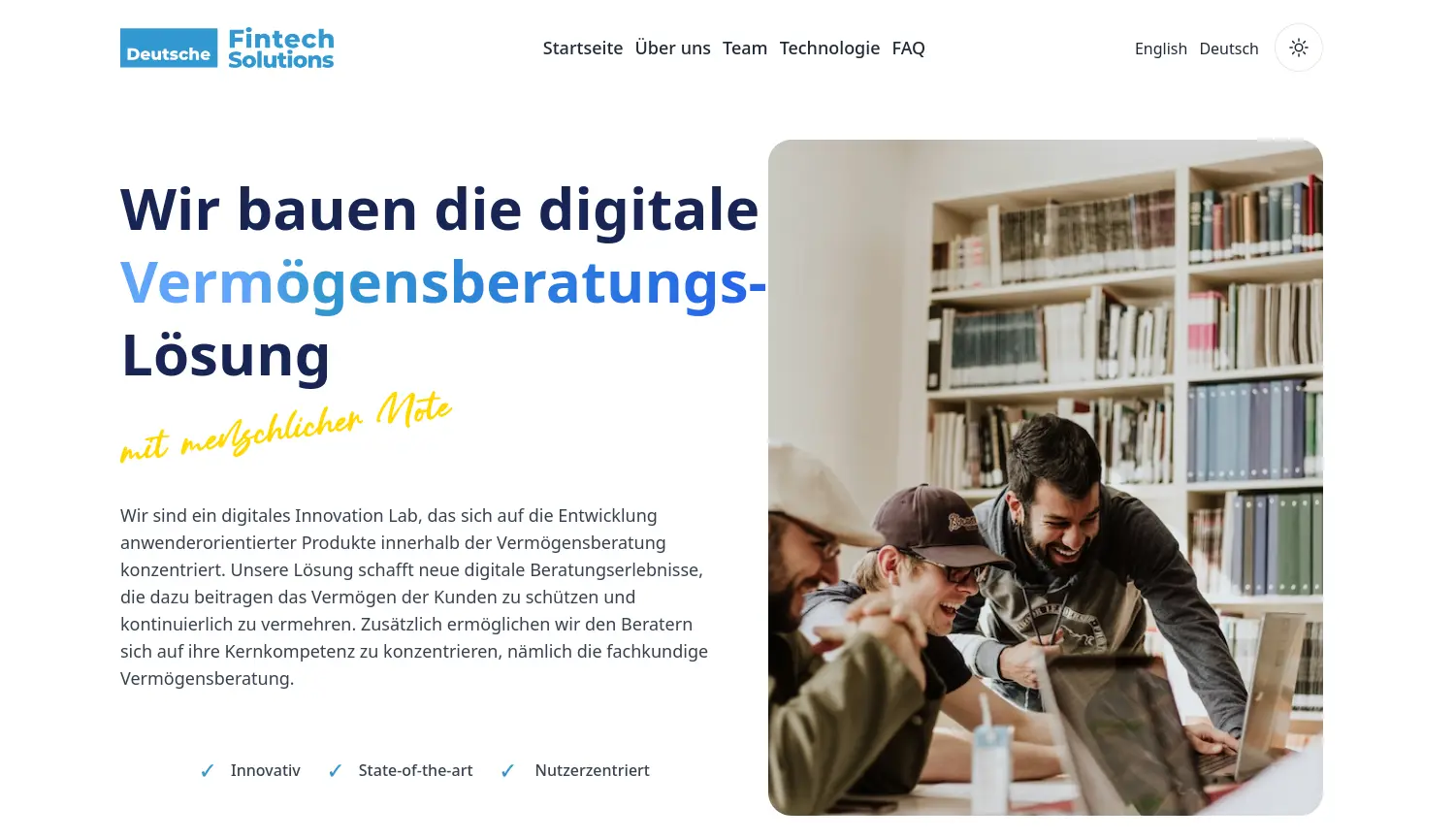 Website der Firma Deutsche Fintech Solutions GmbH