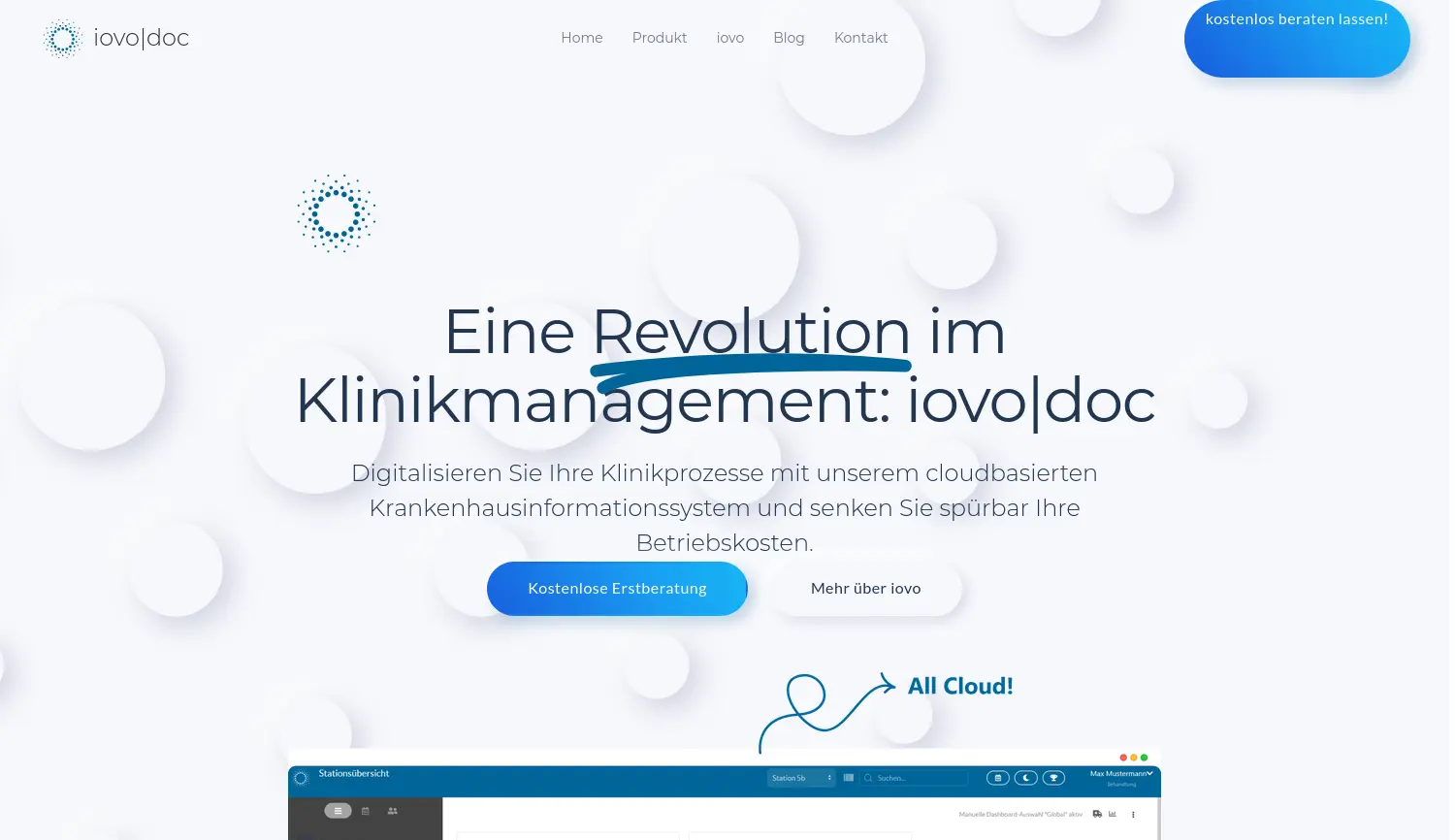 Website der Firma iovo GmbH