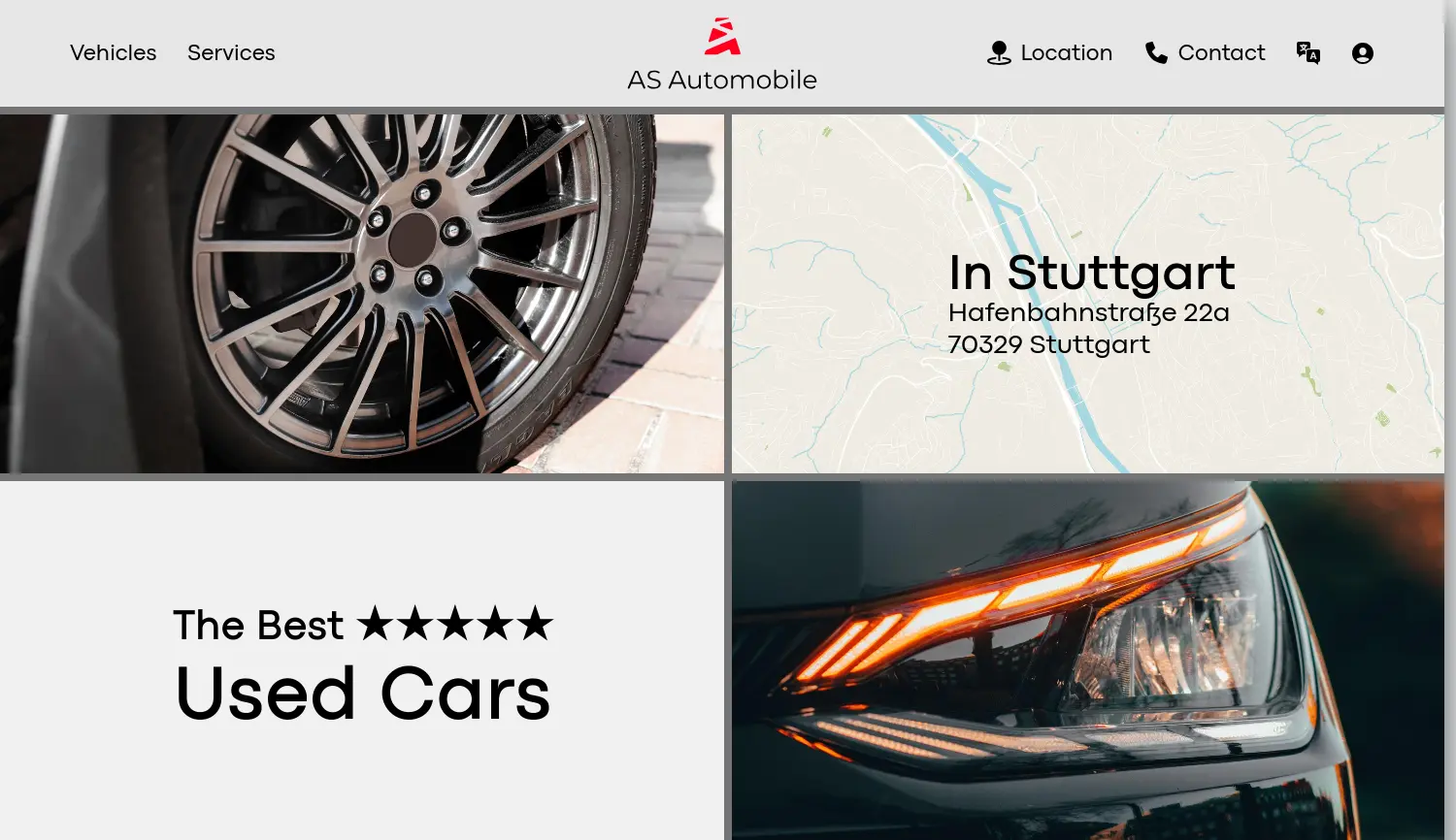 Website der Firma AS Automobile Stuttgart