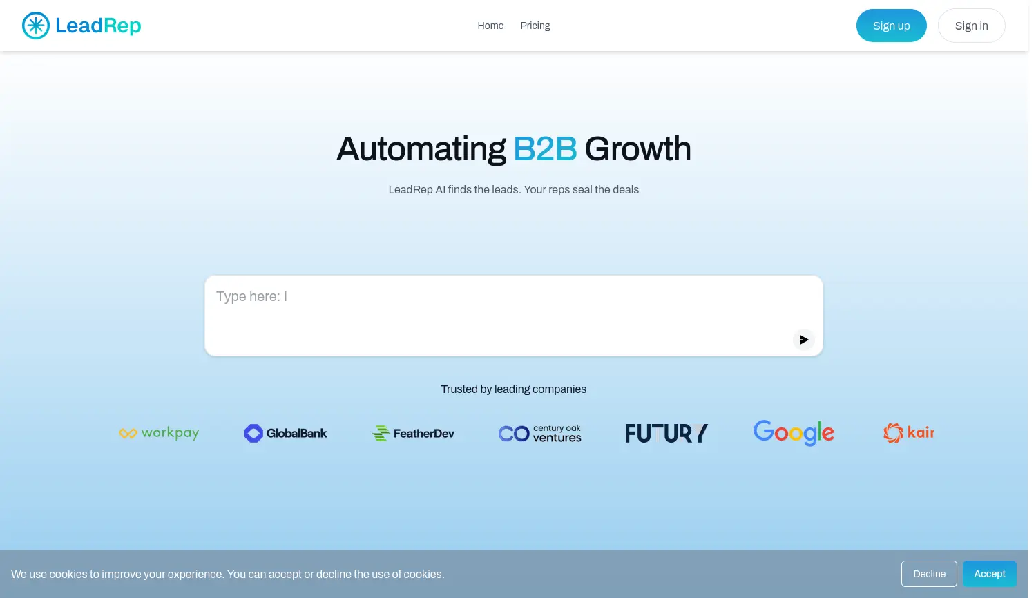 Website der Firma LeadRep