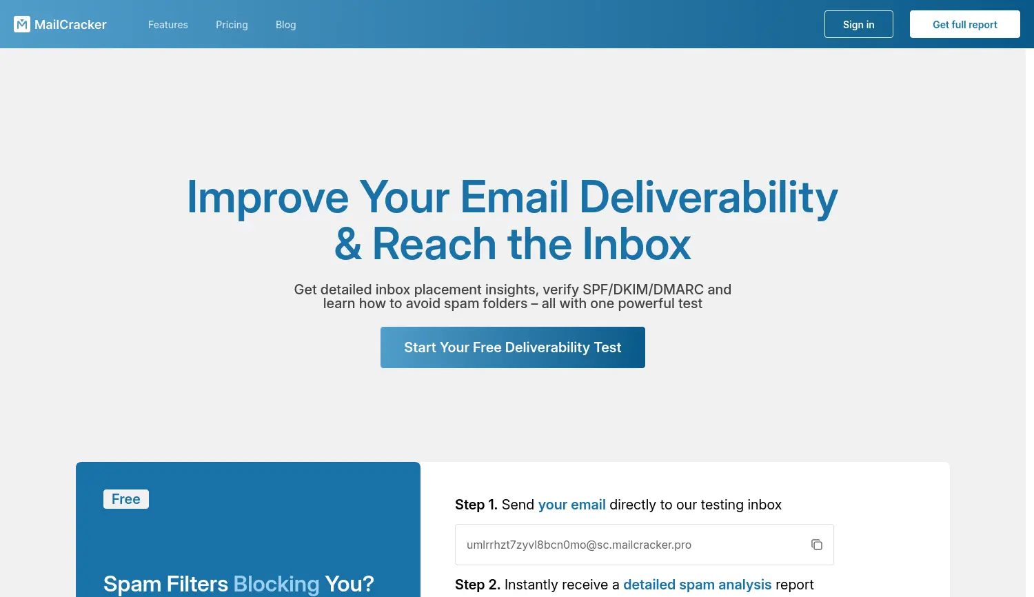 Website der Firma MailCracker