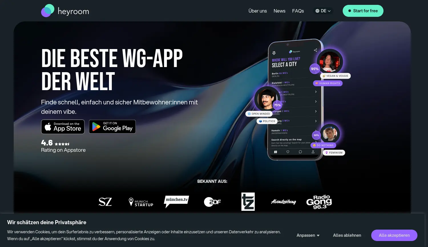 Website der Firma heyroom ltd