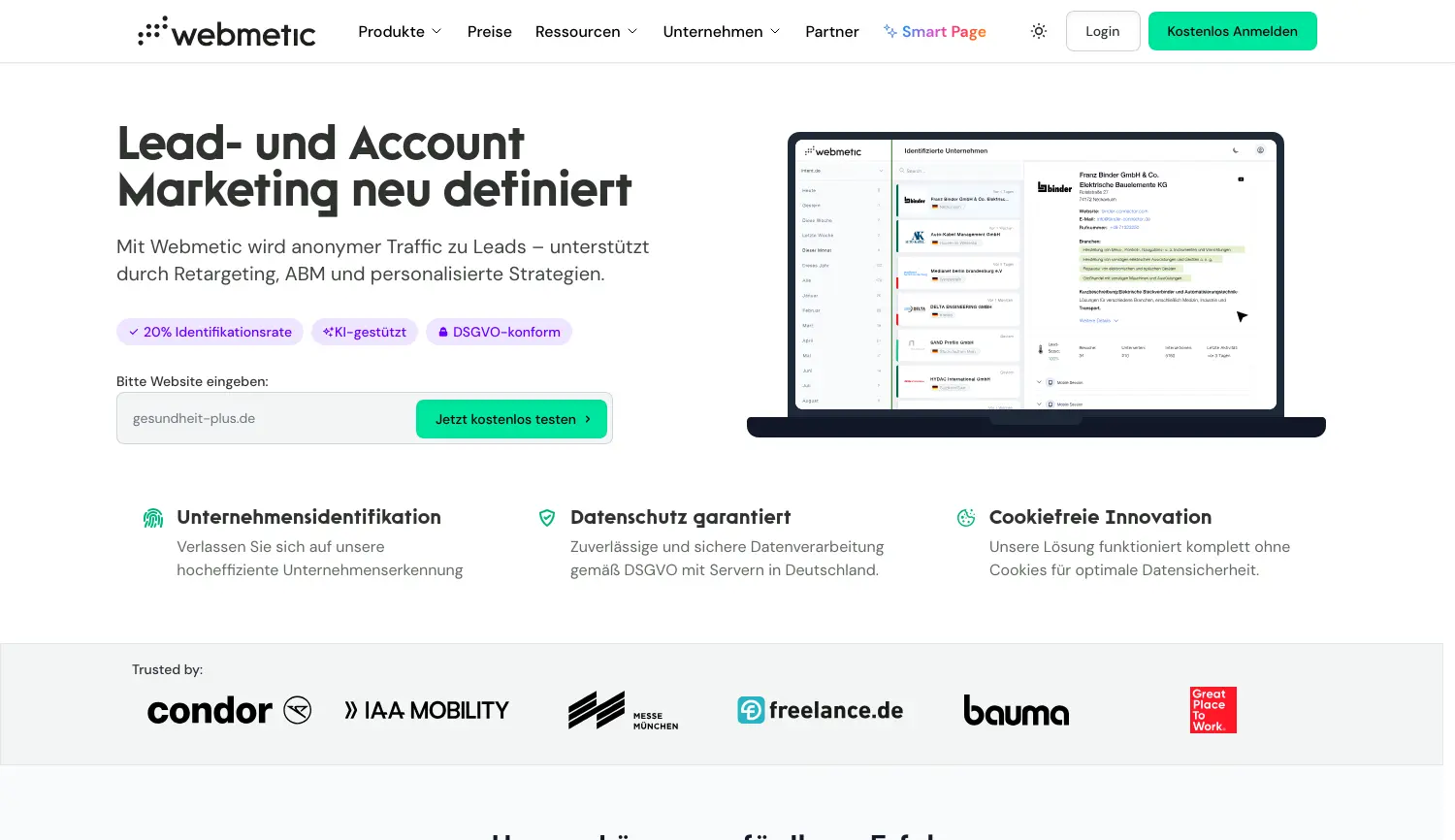 Website der Firma Webmetic GmbH