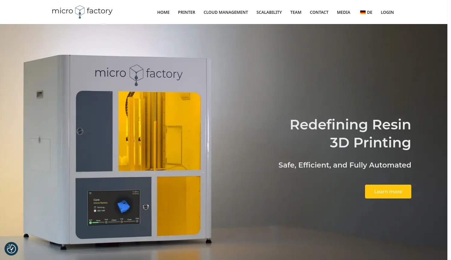Website der Firma micro factory 3DSolutions GmbH