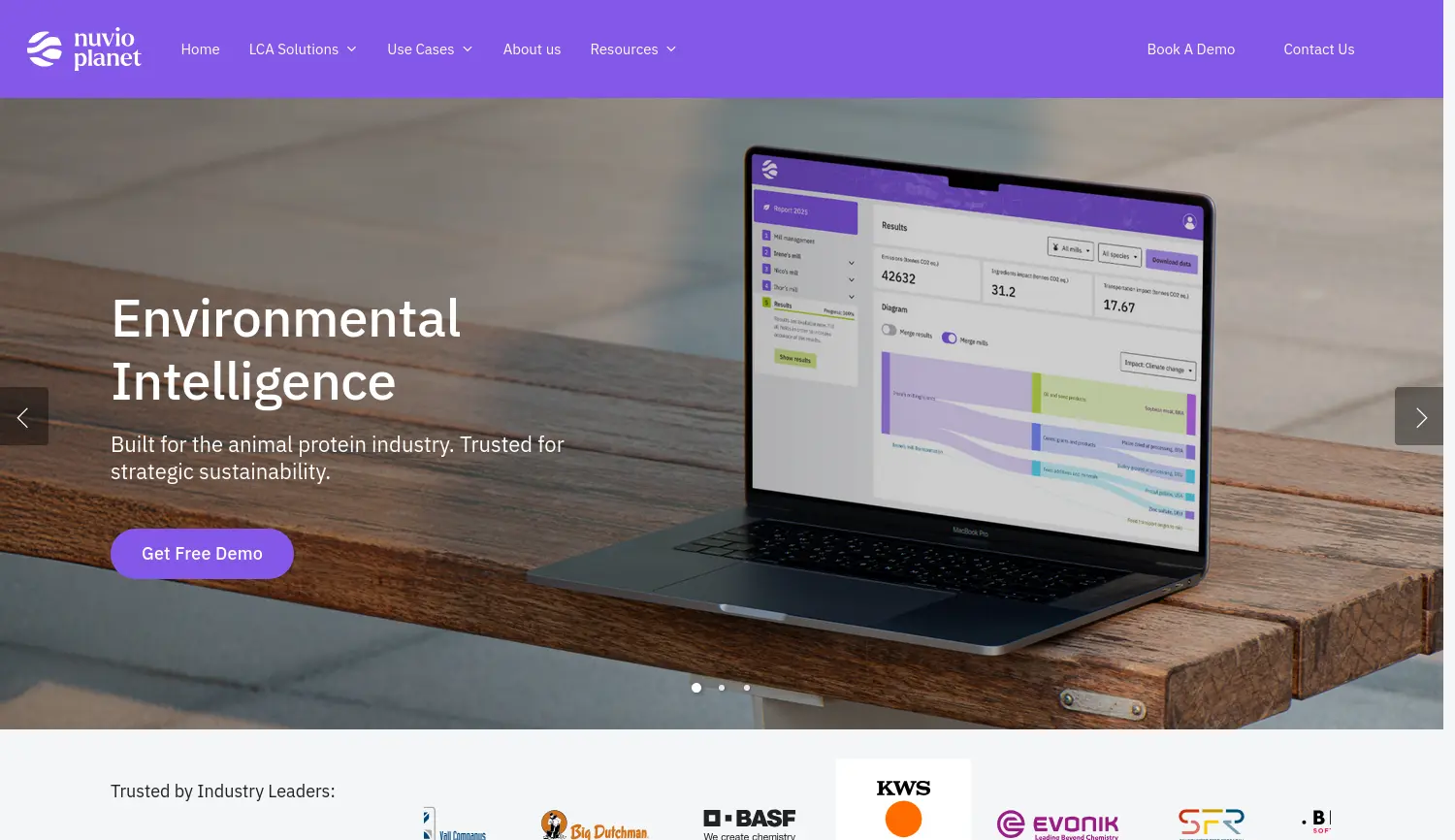 Website der Firma Nuvio Planet