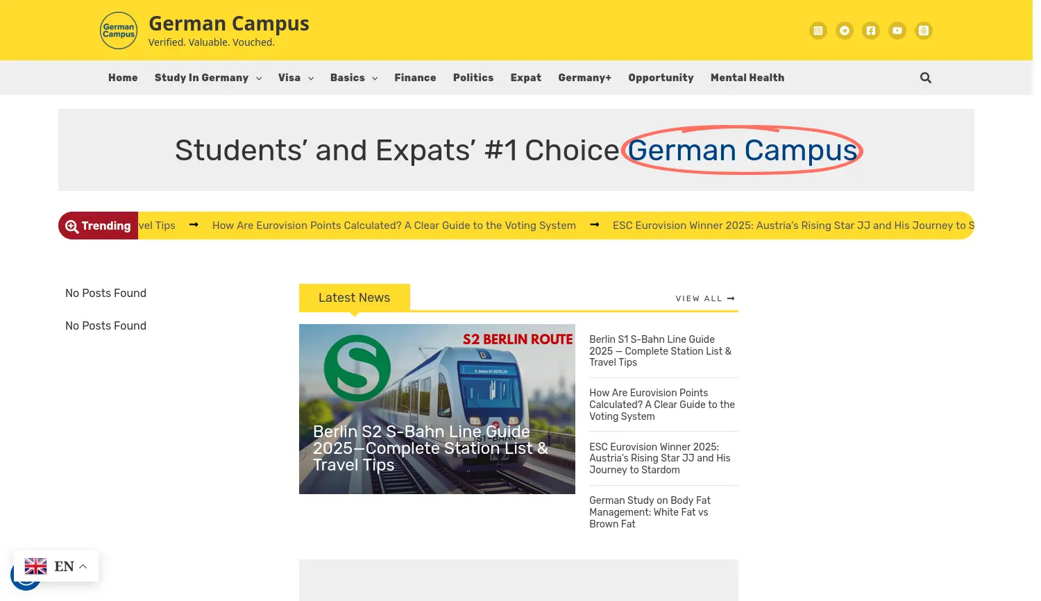 Website der Firma German Campus