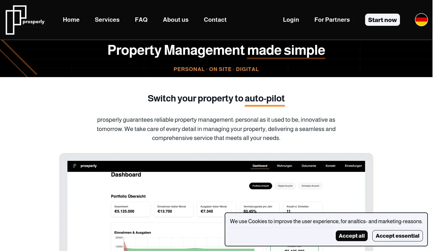 Website der Firma prosperly GmbH