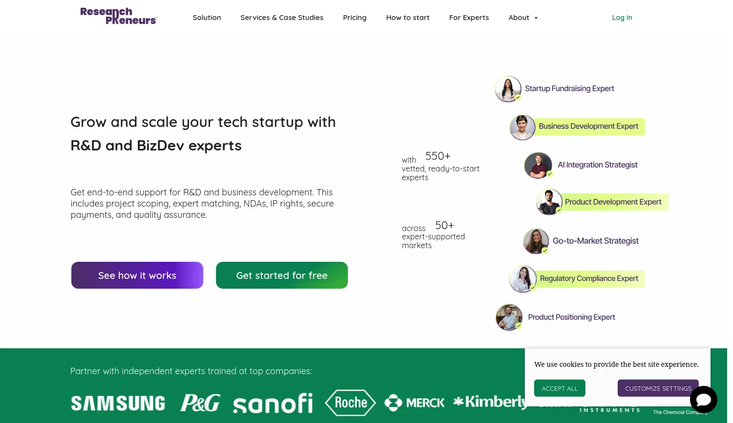 Website der Firma RESEARCHPRENEURS