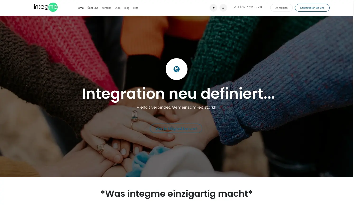Website der Firma integme GmbH