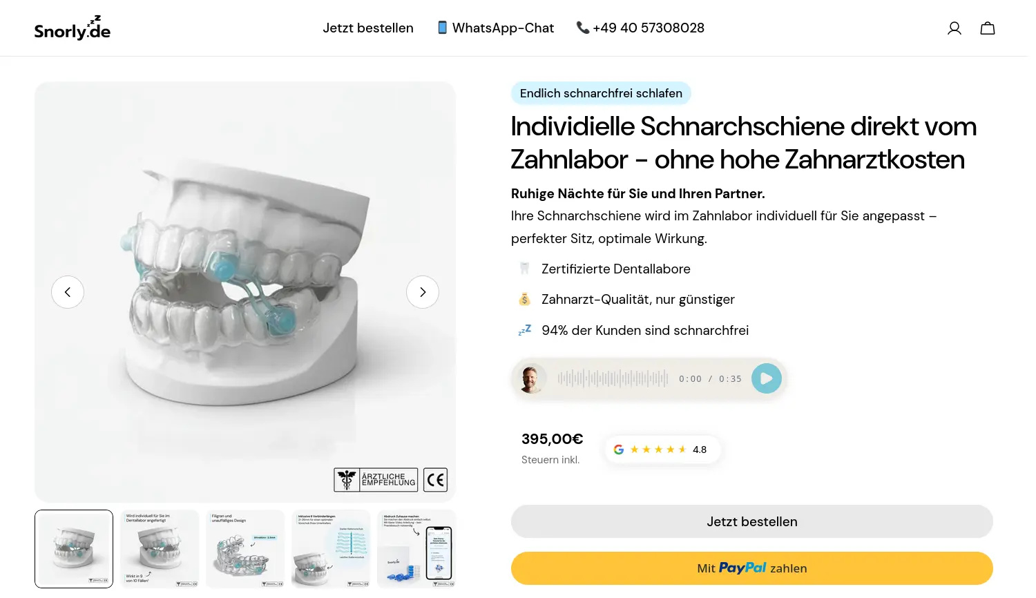 Website der Firma Snorly