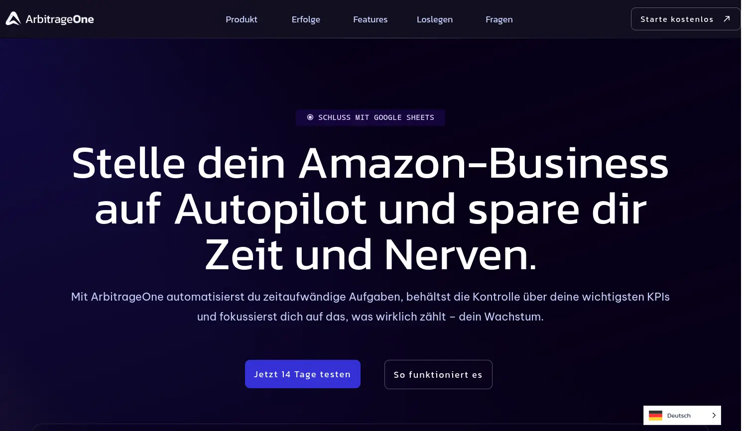 Website der Firma ArbitrageOne GmbH