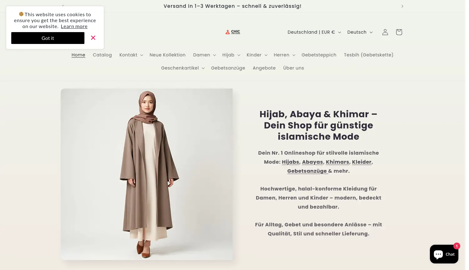 Website der Firma Chic & Good