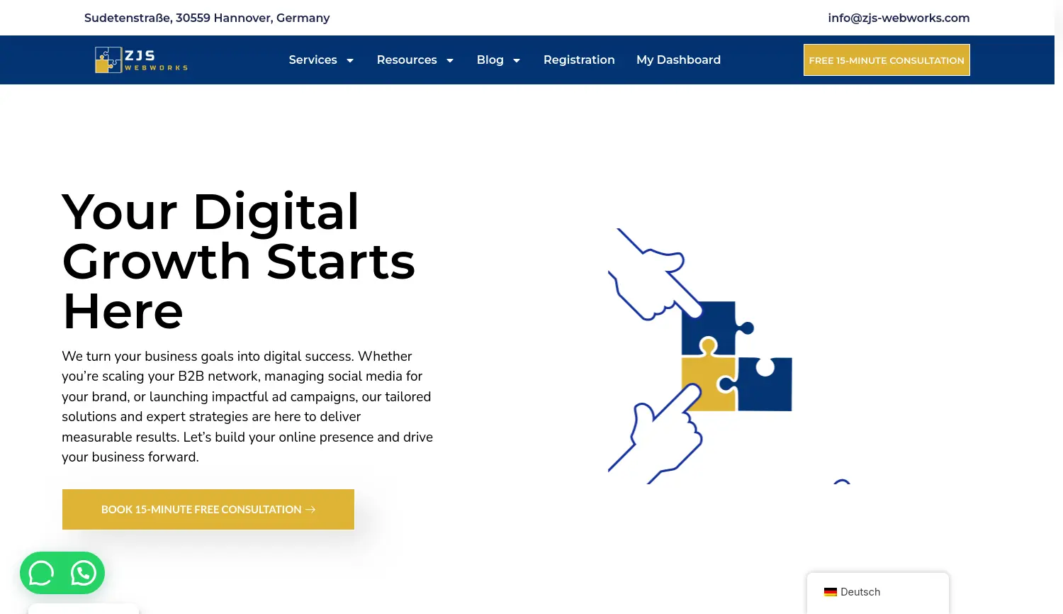 Website der Firma ZJS WebWorks