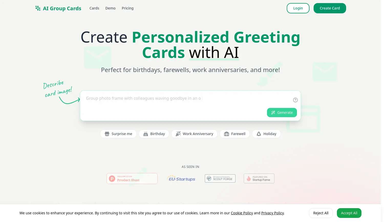 Website der Firma AI Group Cards