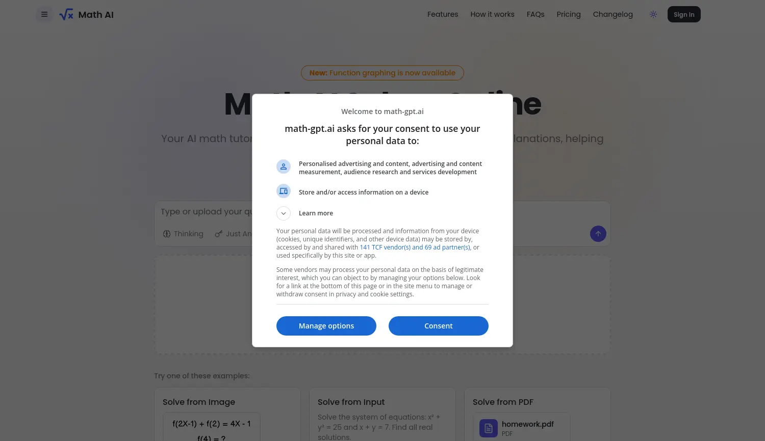 Website der Firma Math AI