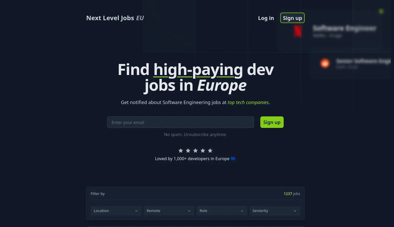 Website der Firma Next Level Jobs EU