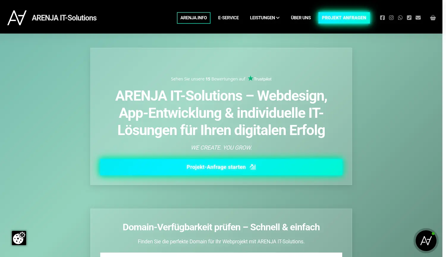 Website der Firma ARENJA IT-Solutions Aniket Arenja