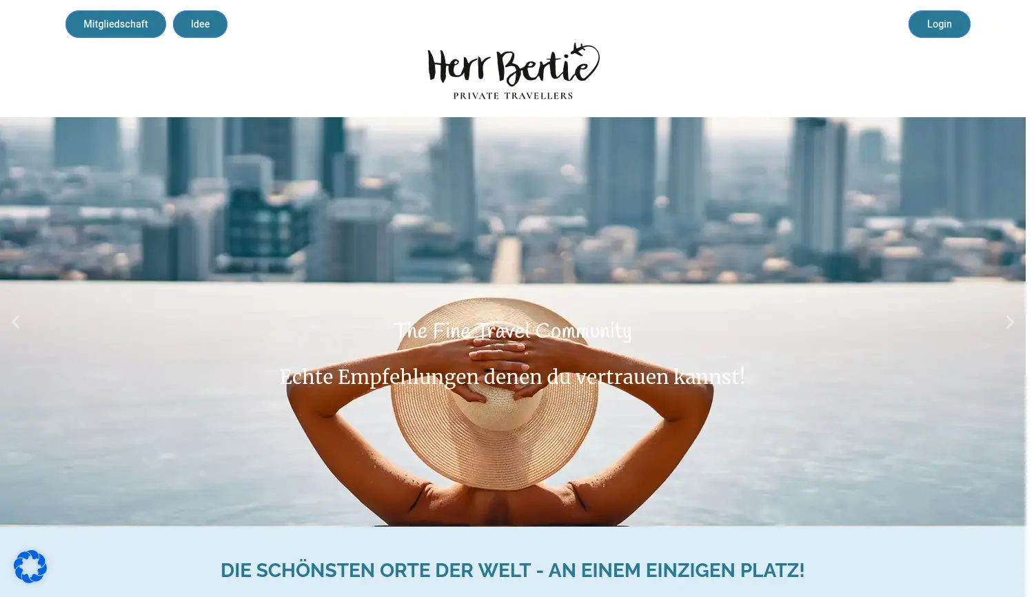 Website der Firma Herr Bertie Private Travellers