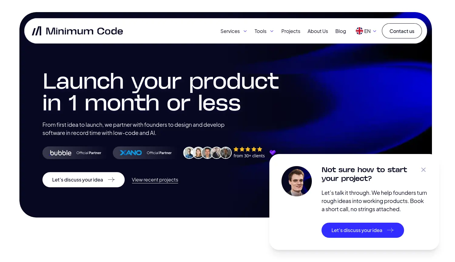 Website der Firma Minimum Code
