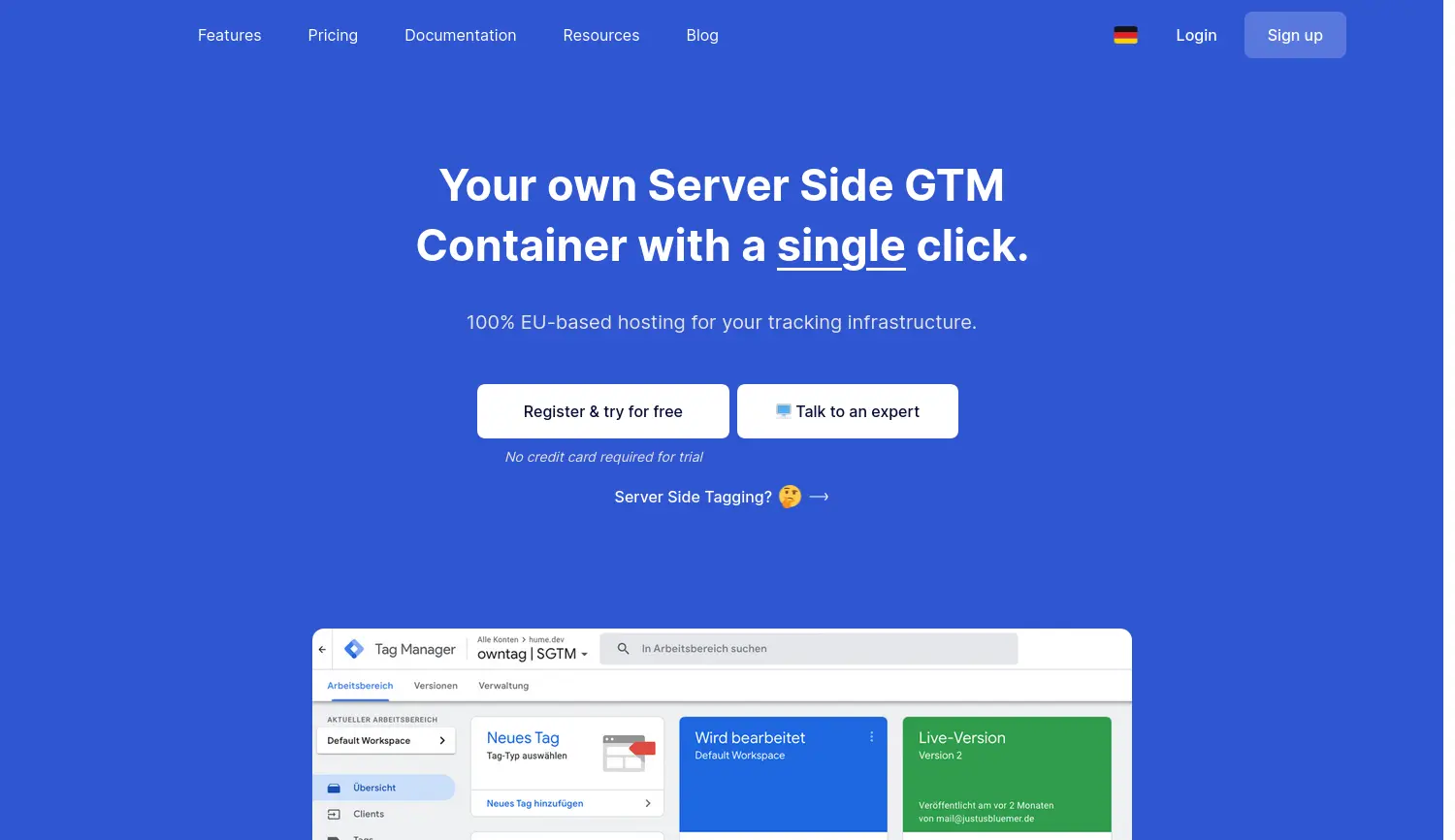 Website der Firma owntag GmbH