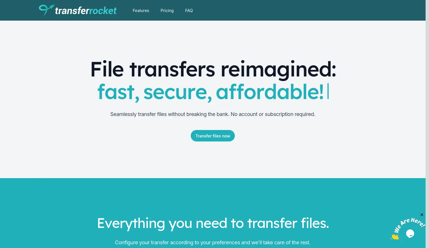 Website der Firma TransferRocket