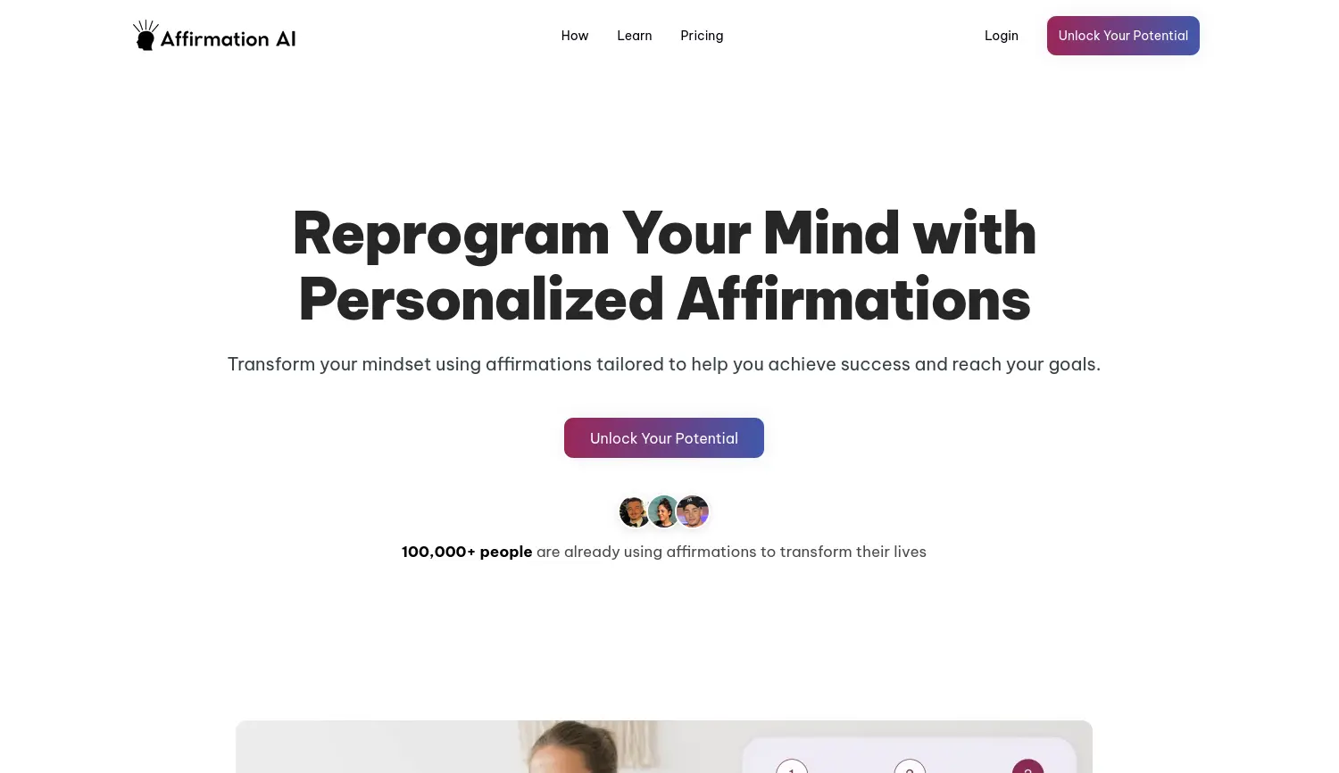 Website der Firma Affirmation AI
