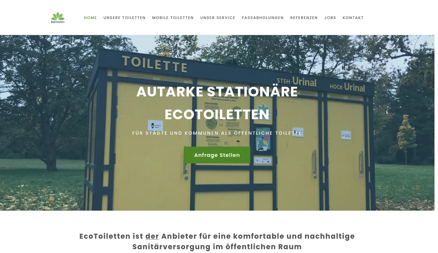 Website der Firma EcoToiletten GmbH