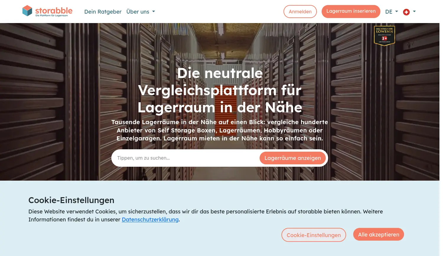 Website der Firma storabble
