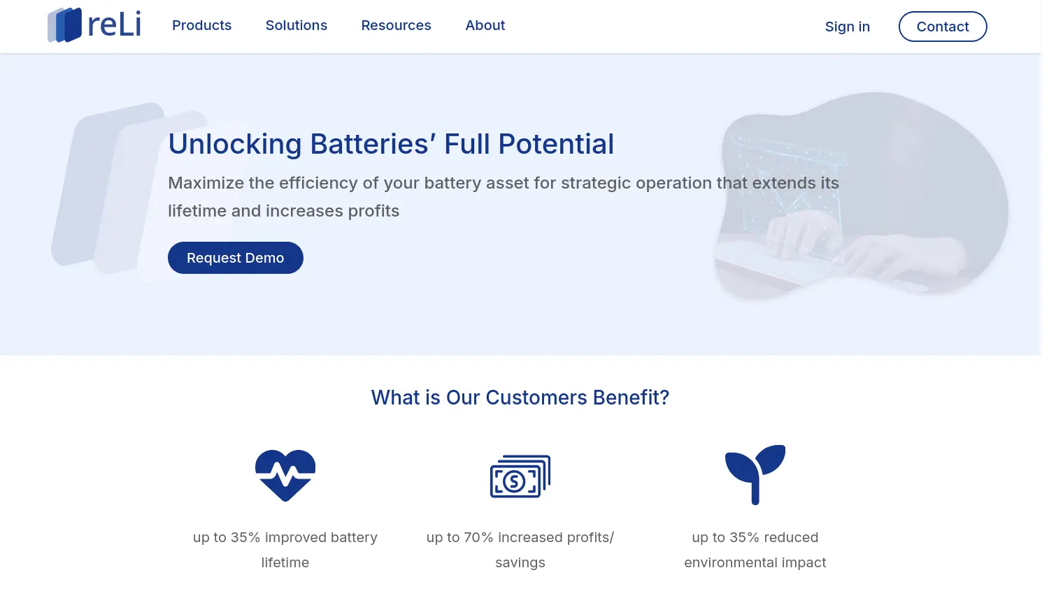 Website der Firma reLi Energy GmbH