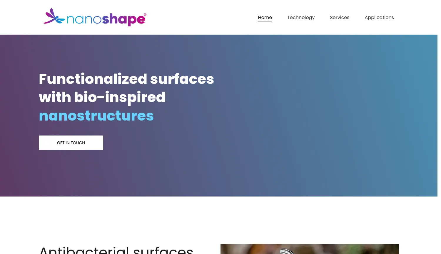 Website der Firma nanoshape GmbH