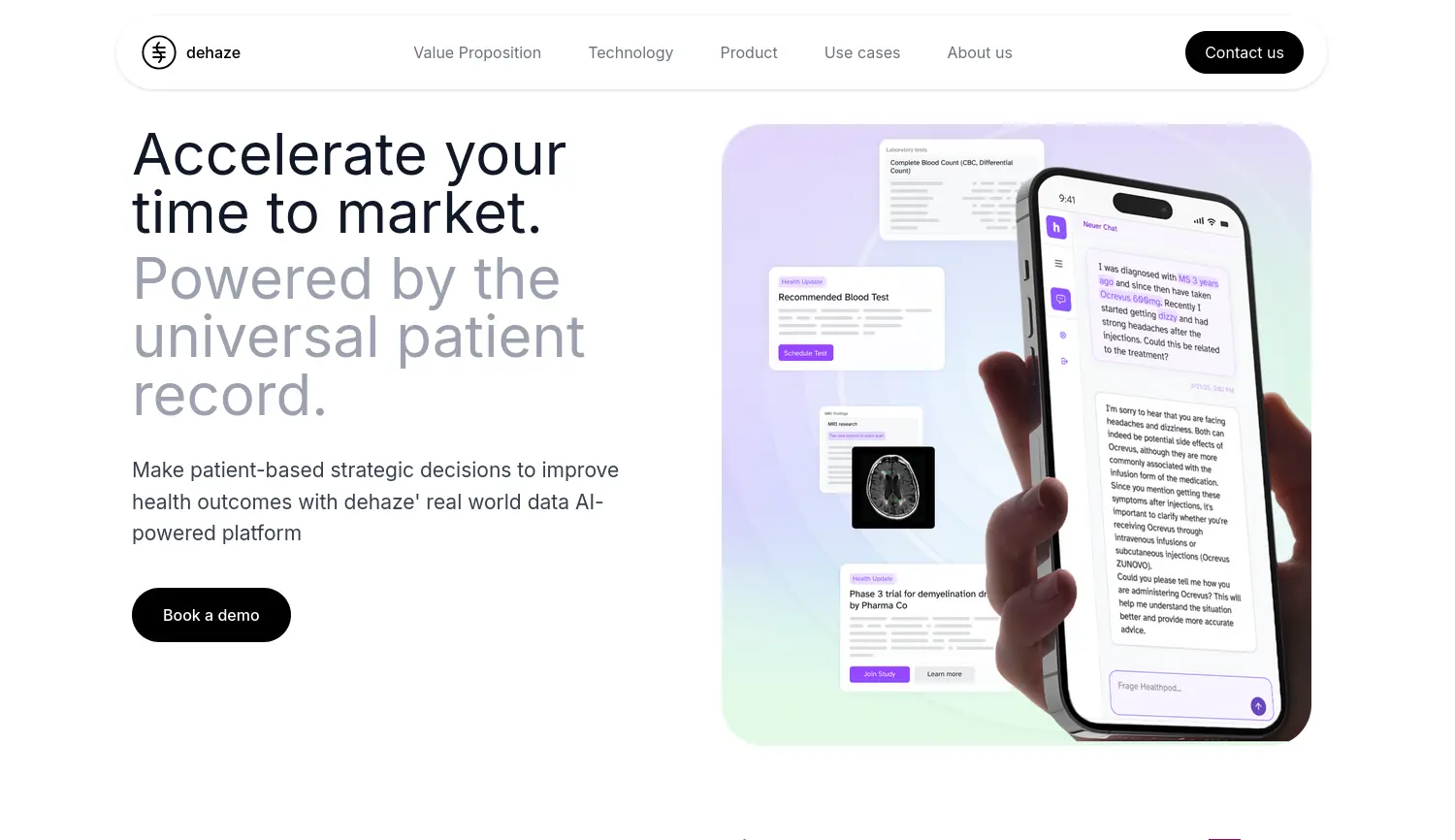 Website der Firma dehaze GmbH