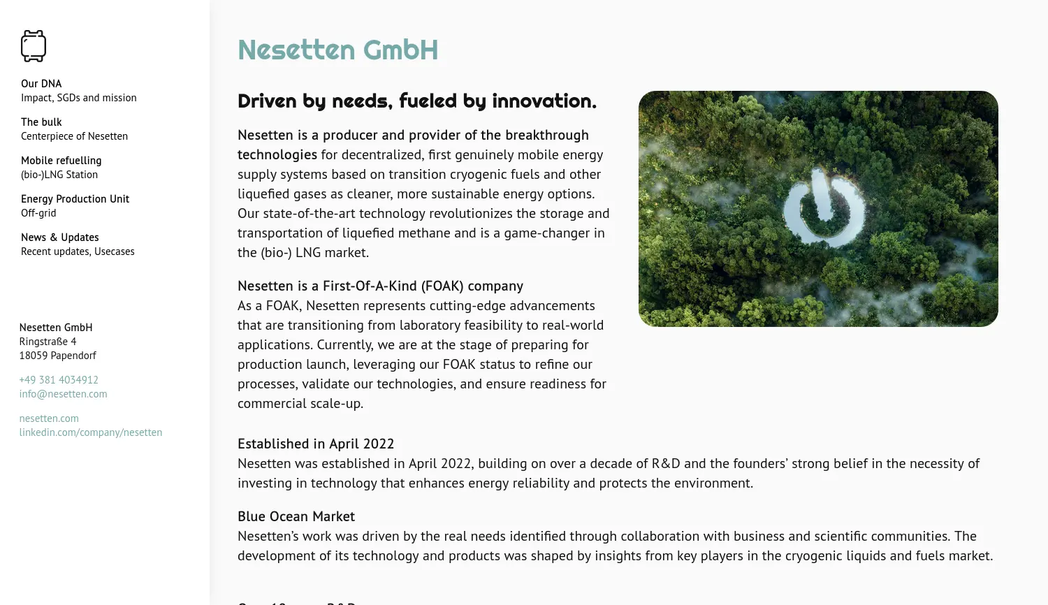 Website der Firma Nesetten GmbH