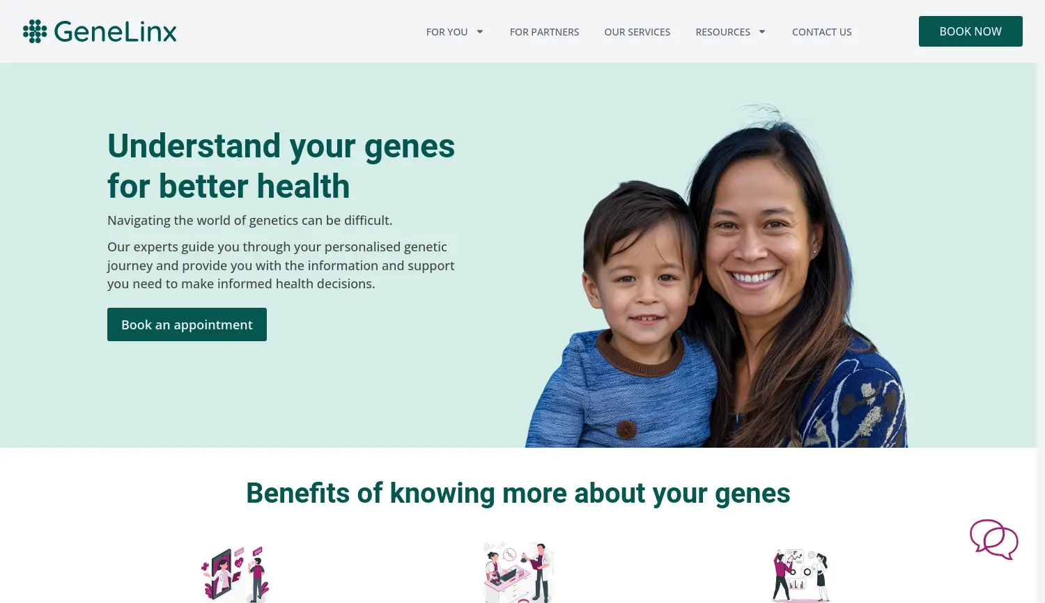 Website der Firma GeneLinx