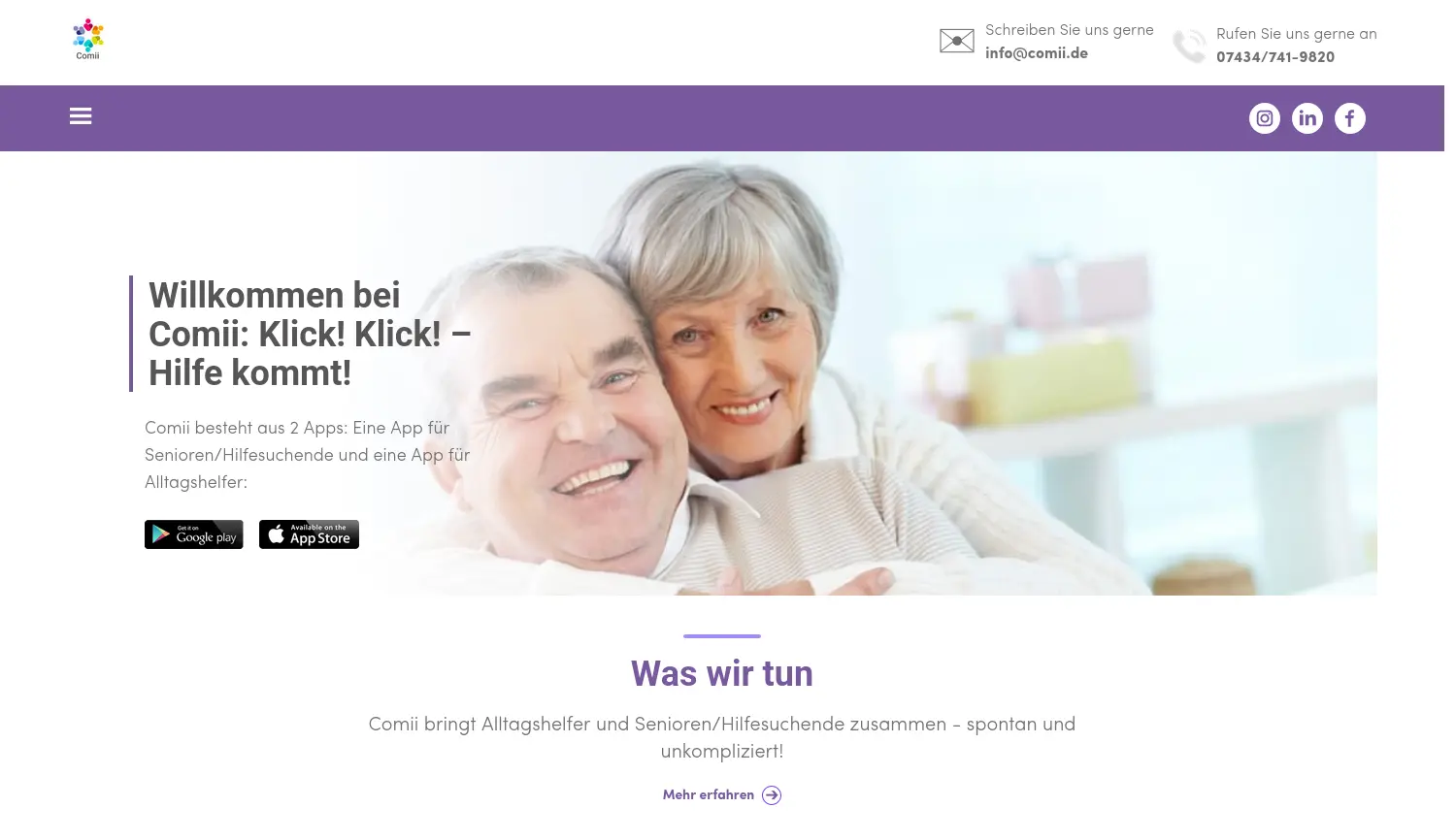 Website der Firma Comii GmbH
