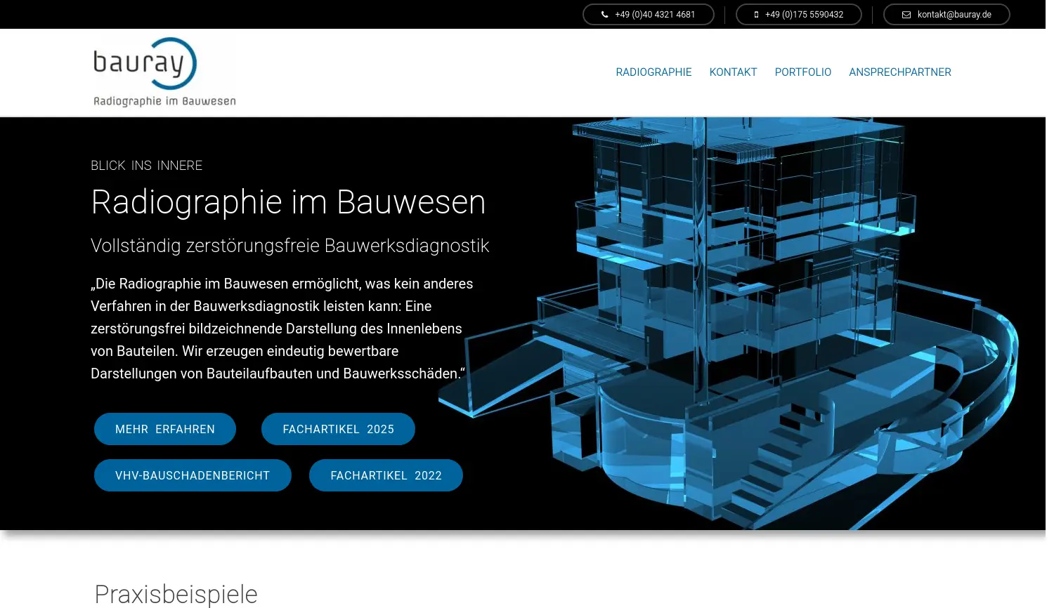 Website der Firma bauray GmbH