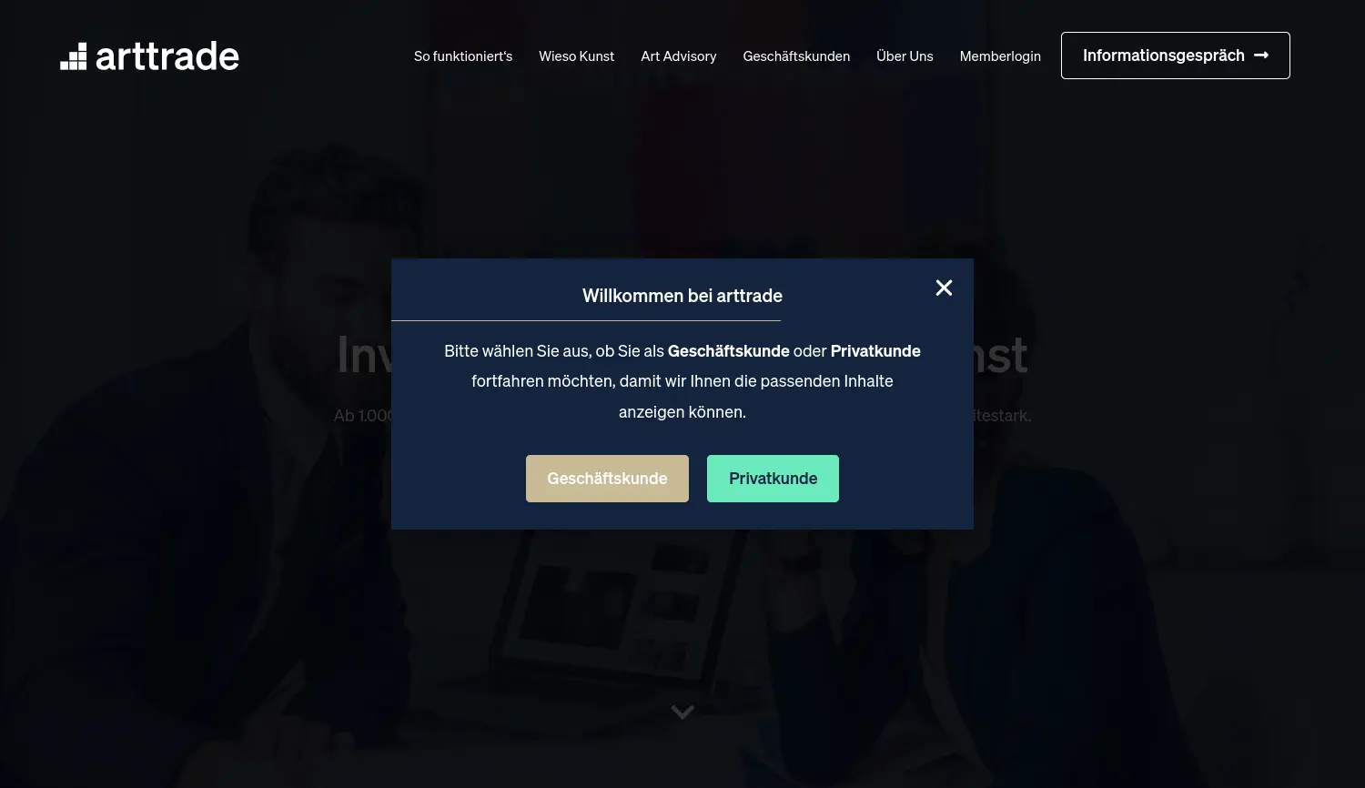 Website der Firma arttrade GmbH