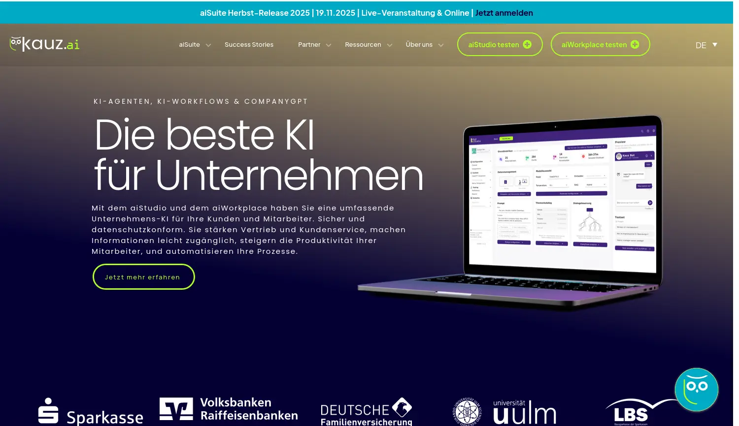 Website der Firma Kauz GmbH