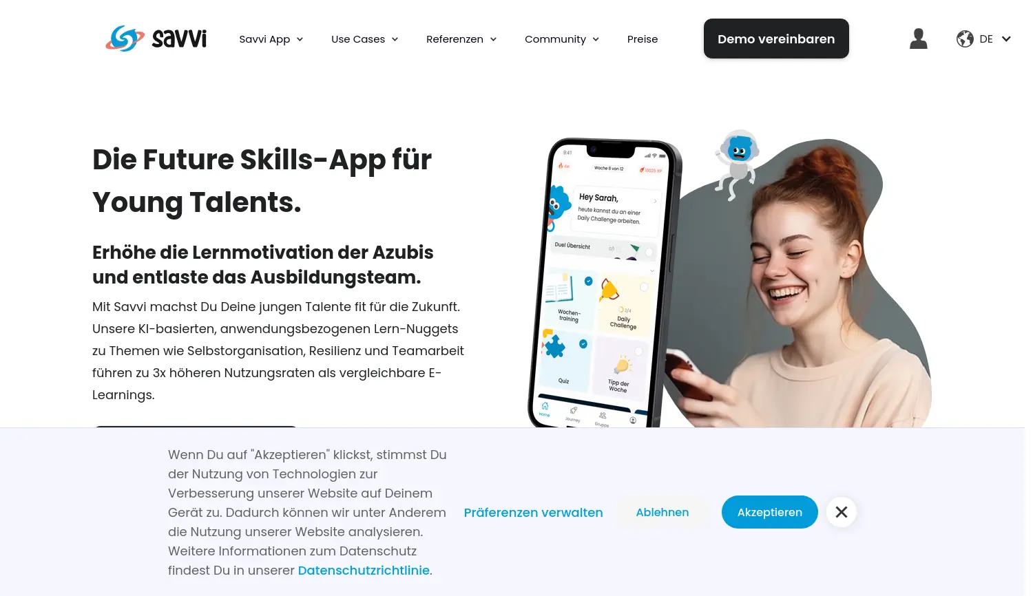 Website der Firma Savvi Learning GmbH
