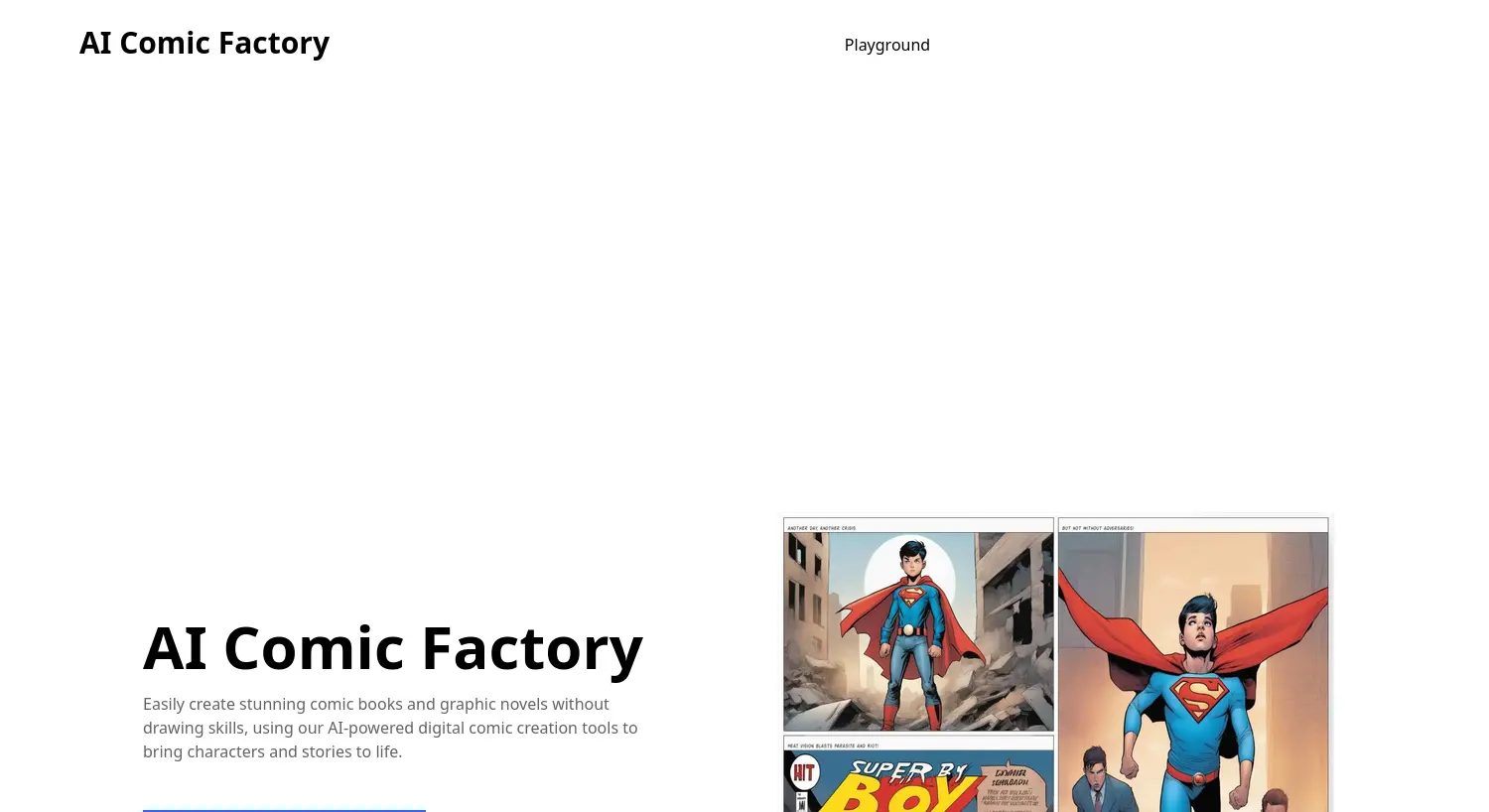 Website der Firma AI Comic Factory