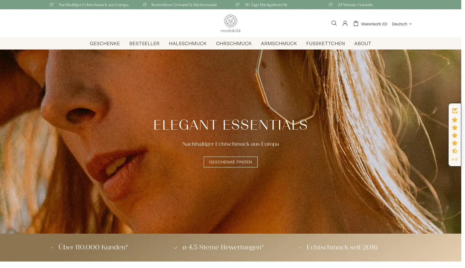 Website der Firma modabilé OHG