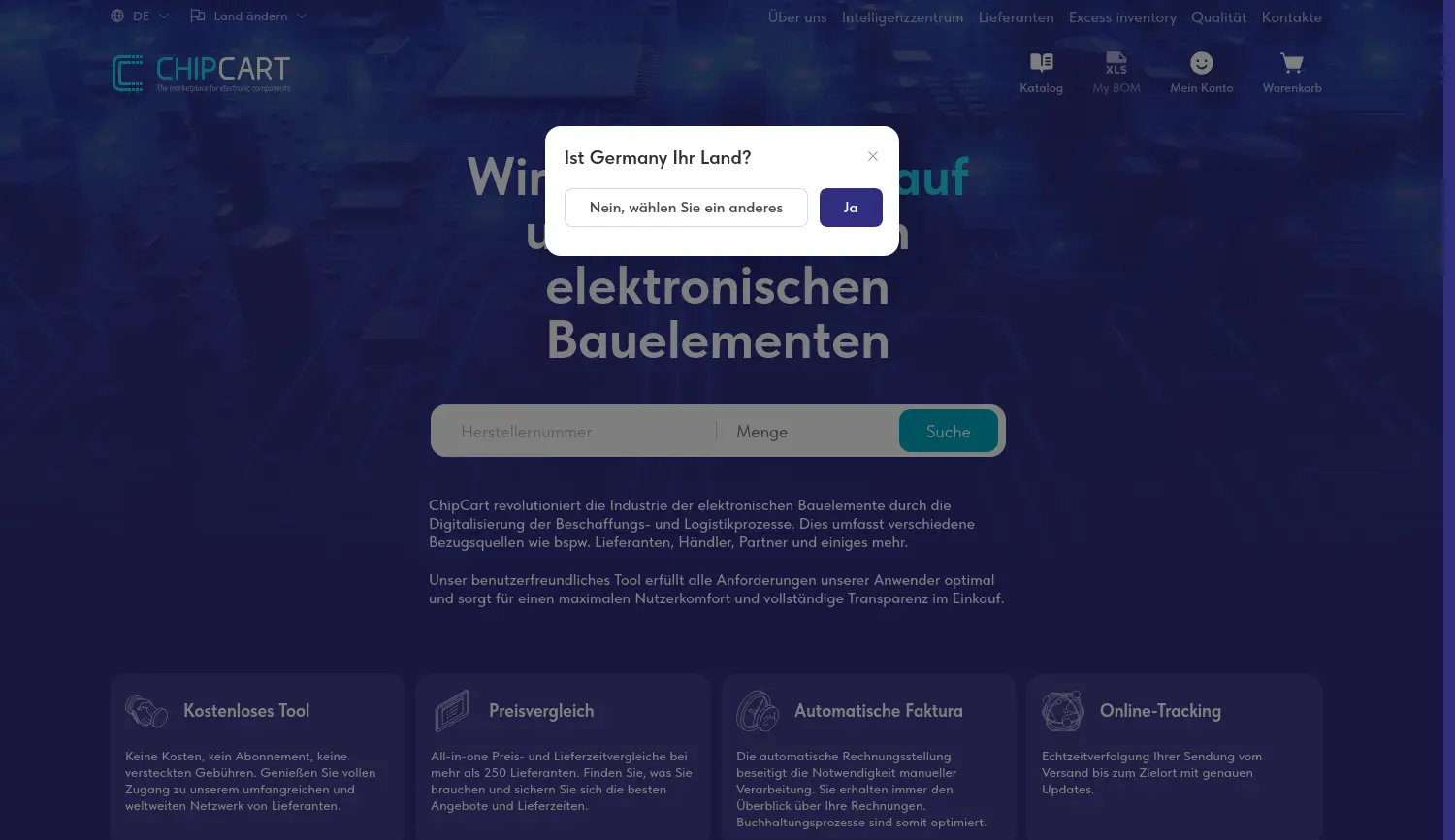 Website der Firma Chipcart GmbH