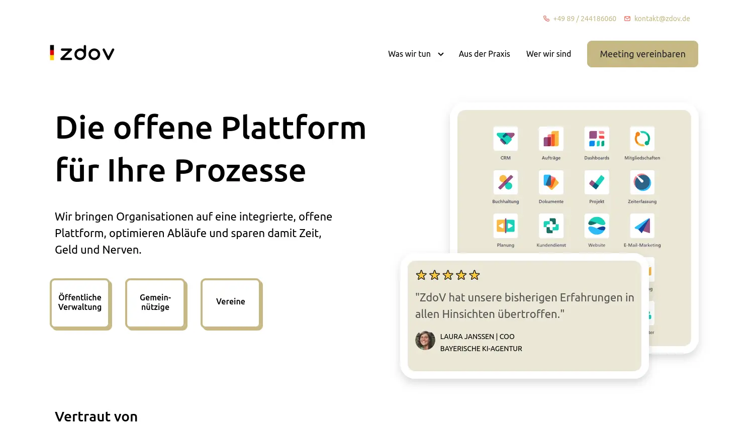 Website der Firma Zukunft digitale & offene Verwaltung GmbH