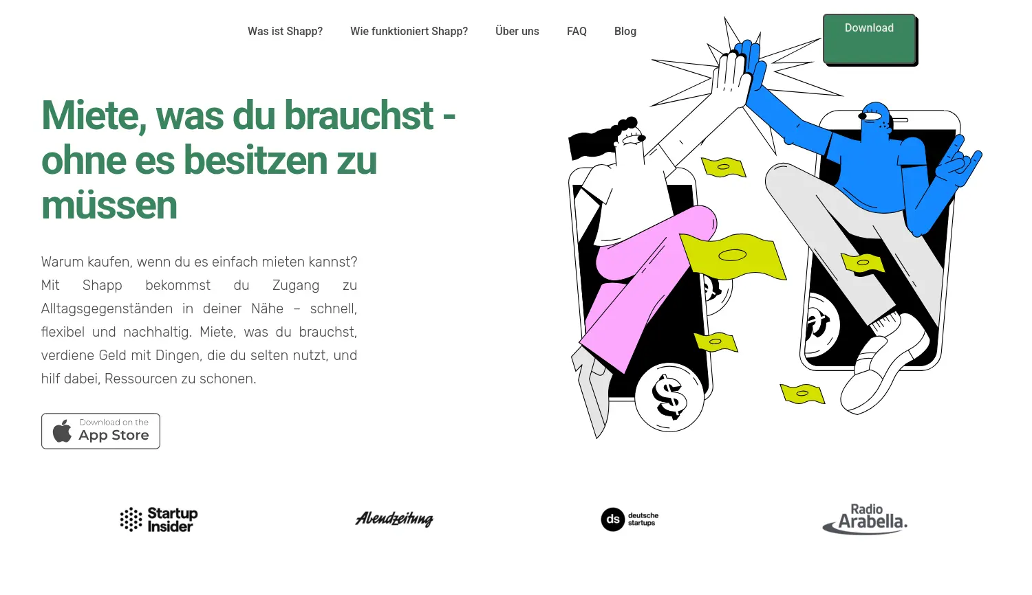 Website der Firma Shapp GmbH